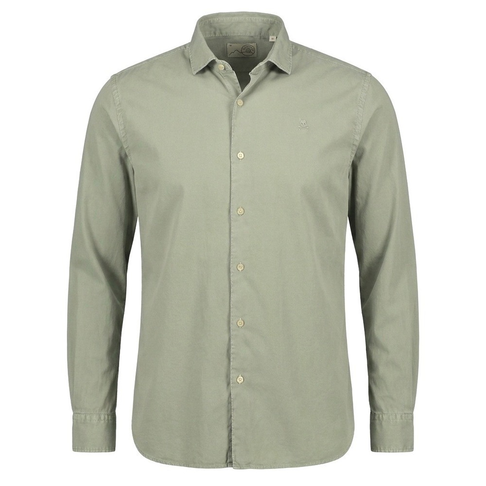 Scalpers Men 42 Cotton Button Up Long Sleeve Light Green Skull Logo Shirt